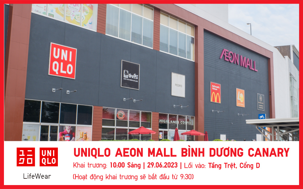 UNIQLO khai trương cửa hàng mới tại AEON MALL Bình Dương Canary vào ngày  2906